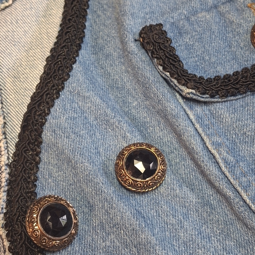 Vintage Blue Denim Embellished Jacket Blazer, Tickets California, Women Size 9 - Picture 10 of 16